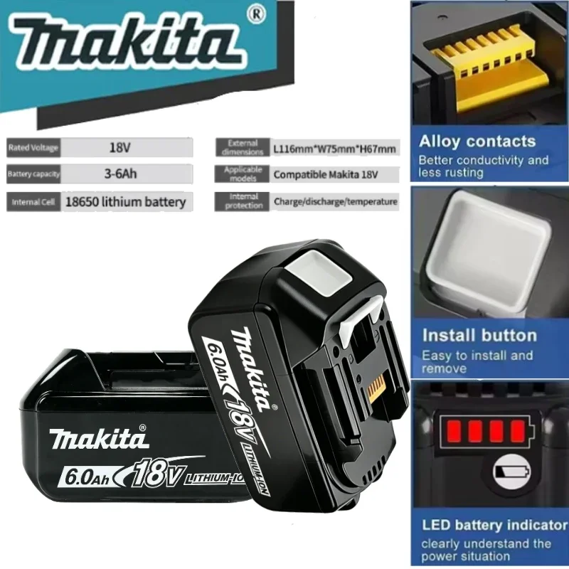 Makita 18v Battery Rechargeable Power Tool Makita 18v Battery, Replaceable 5Ah/6Ah Battery Lithium-ion,BL1840、BL1850、BL1860 6ah
Makita 18v Battery Rechargeable Power Tool Makita 18v Battery, Replaceable 5Ah/6Ah Battery Lithium-ion,BL1840、BL1850、BL1860 6ah