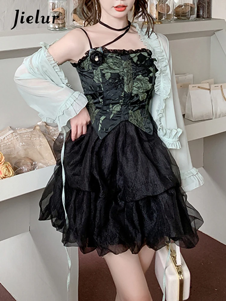 Jielur New Women's Cardigan Splicing Mesh Suit Slip Dress Summer French Sexy Lady Mini Dress Fashion High Waist Sweet Dresses
Jielur New Women's Cardigan Splicing Mesh Suit Slip Dress Summer French Sexy Lady Mini Dress Fashion High Waist Sweet Dresses
