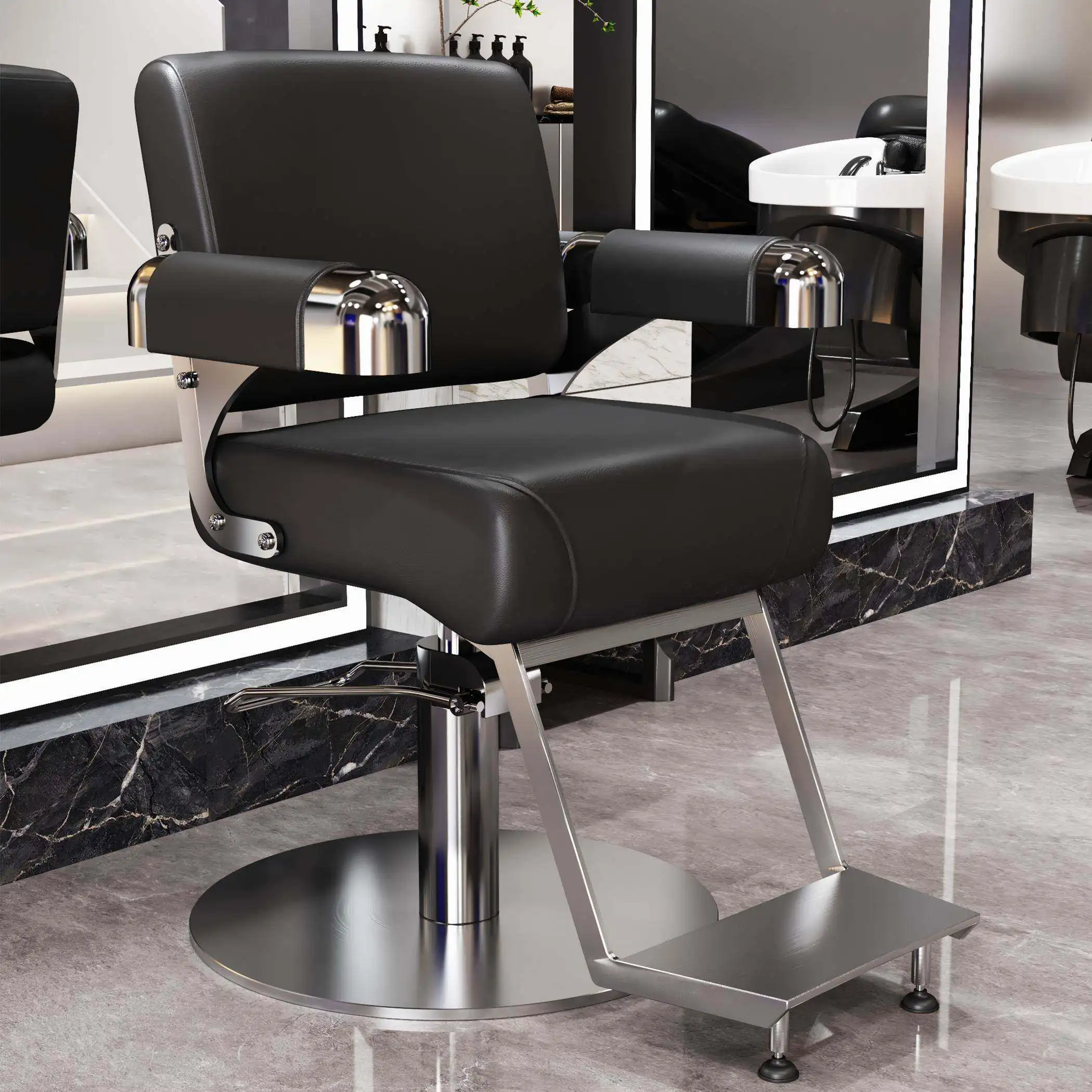 High-end minimalist barber chair - trending salon styling chair for hairdressing and perming - professional barber shop stool
High-end minimalist barber chair - trending salon styling chair for hairdressing and perming - professional barber shop stool