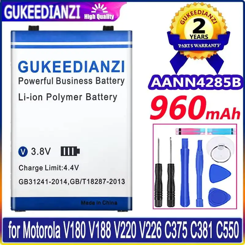 AANN4285B 960mAh For Motorola Moto V180 V188 V220 V226 C375 C381 C550 Safe High-Capacity Mobile Phone Battery
AANN4285B 960mAh For Motorola Moto V180 V188 V220 V226 C375 C381 C550 Safe High-Capacity Mobile Phone Battery