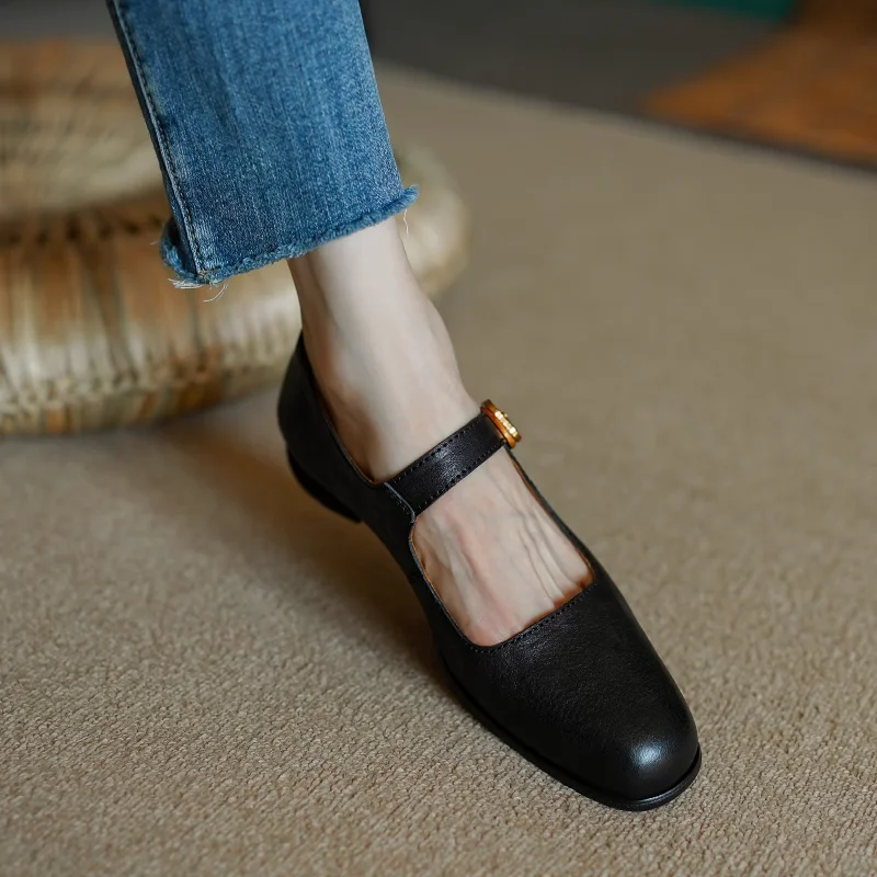 Women Flats French Style Spring Autumn Vintage Simple Shoes One Strap Mary Jane Buckle Shoes Woman Horsehide On Flat Heel 2CM
Women Flats French Style Spring Autumn Vintage Simple Shoes One Strap Mary Jane Buckle Shoes Woman Horsehide On Flat Heel 2CM