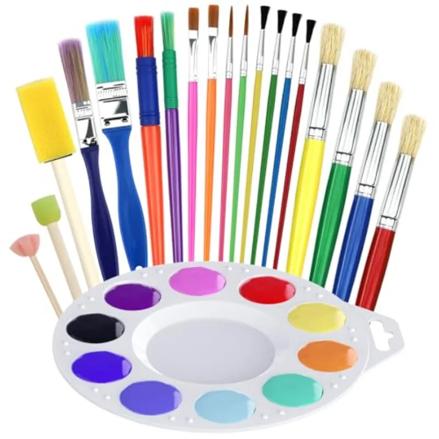 20 Pcs Painting Brushes for,19 Colorful Painting Brushes and 1 Paint Palette, All Purpose Paint Brush Value Pack for Acrylic, W
20 Pcs Painting Brushes for,19 Colorful Painting Brushes and 1 Paint Palette, All Purpose Paint Brush Value Pack for Acrylic, W