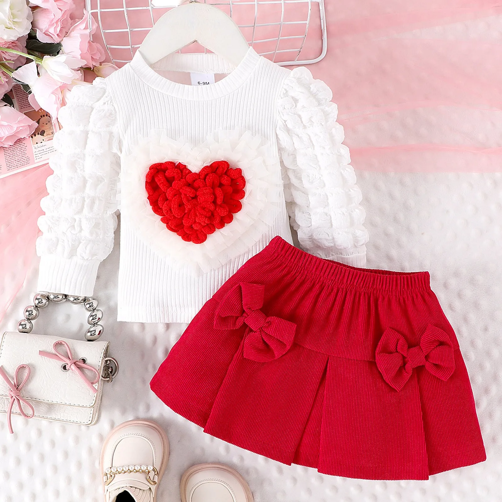 Valentine'S Day Toddler Girl Clothing Sets For Babies Bubble Sleeve Love Top + Bowknot Skirt Two Piece Set Baby Girl Outfit Sets
Valentine'S Day Toddler Girl Clothing Sets For Babies Bubble Sleeve Love Top + Bowknot Skirt Two Piece Set Baby Girl Outfit Sets