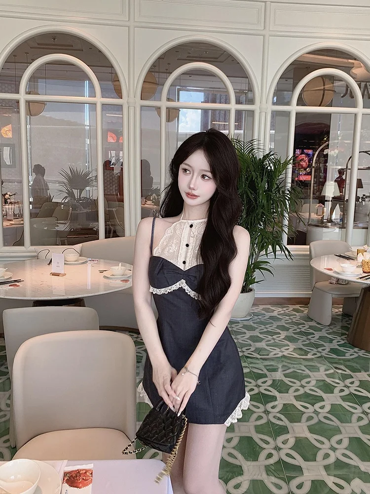 Strive Umei Sweet Spicy Girl Design Lace Neck Hanging Skirt Women Summer Pure Desire Backless A-Line Skirt plus Size
Strive Umei Sweet Spicy Girl Design Lace Neck Hanging Skirt Women Summer Pure Desire Backless A-Line Skirt plus Size