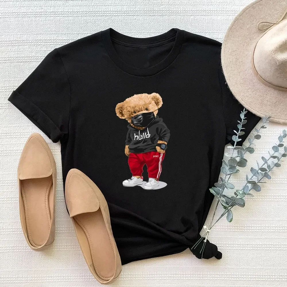 Bear Women's Funny Printing Black T-shirt Girl Summer Y2K Harajuku Casual Tops Tee Female Streewear Lady Clothes
Bear Women's Funny Printing Black T-shirt Girl Summer Y2K Harajuku Casual Tops Tee Female Streewear Lady Clothes