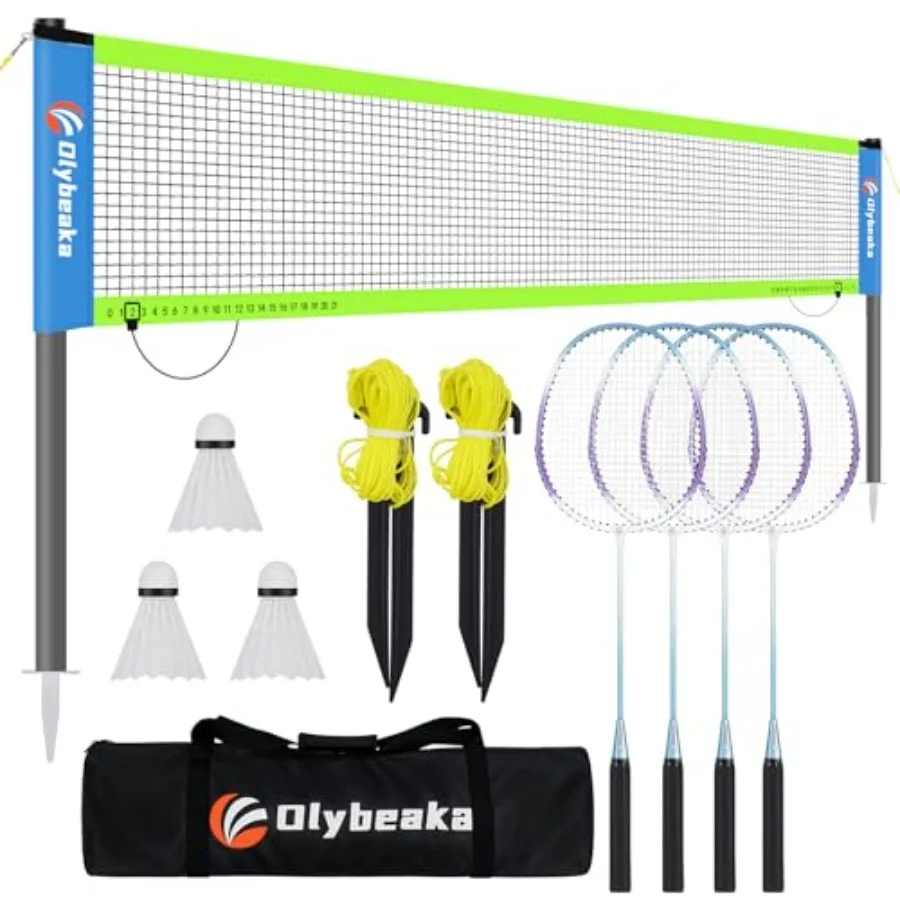 Outdoor badminton net set for driveway backyard beach park: PE anti-sag net steel poles 4 rackets 3 shuttlecocks 600D bag
Outdoor badminton net set for driveway backyard beach park: PE anti-sag net steel poles 4 rackets 3 shuttlecocks 600D bag