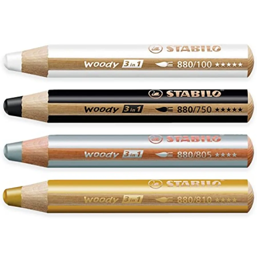 Multi-talented Pencil woody 3-in-1 - Pack of 4 - Black, White, Gold and Silver
Multi-talented Pencil woody 3-in-1 - Pack of 4 - Black, White, Gold and Silver
