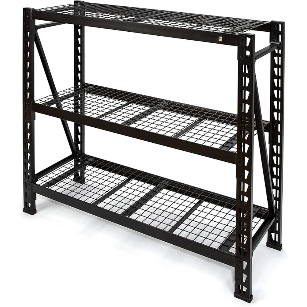 4-Foot Tall, 3 Shelf Steel Wire Deck Industrial Storage Rack, Adjustable for Custom Workshop/Garage Storage Solutions
4-Foot Tall, 3 Shelf Steel Wire Deck Industrial Storage Rack, Adjustable for Custom Workshop/Garage Storage Solutions