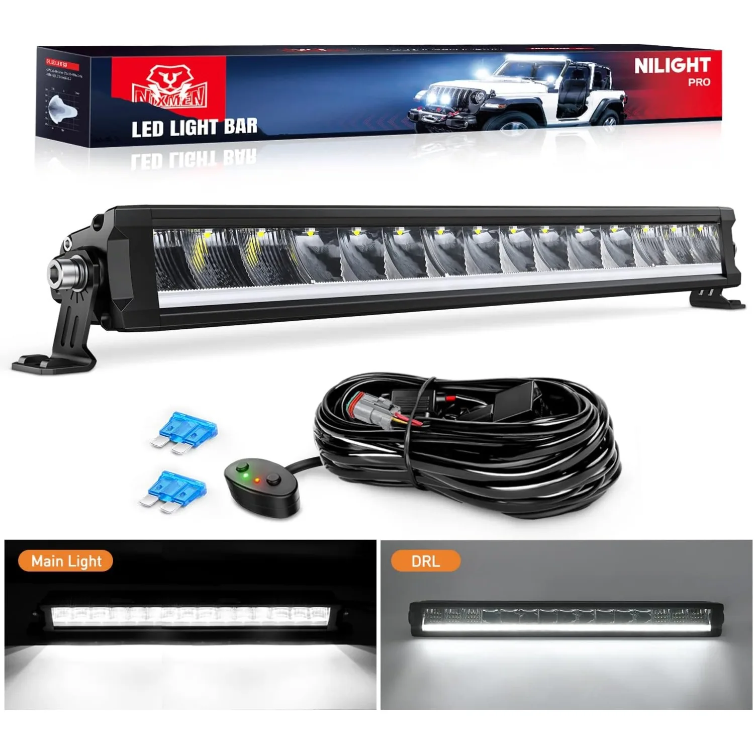 Nilight 19.5in Single Row LED Light Bar 75W, Flood Spot Combo Beam Off Road Driving Lamp, IP68 Waterproof w/Wiring Kit for SUV Pickup 4x4
Nilight 19.5in Single Row LED Light Bar 75W, Flood Spot Combo Beam Off Road Driving Lamp, IP68 Waterproof w/Wiring Kit for SUV Pickup 4x4