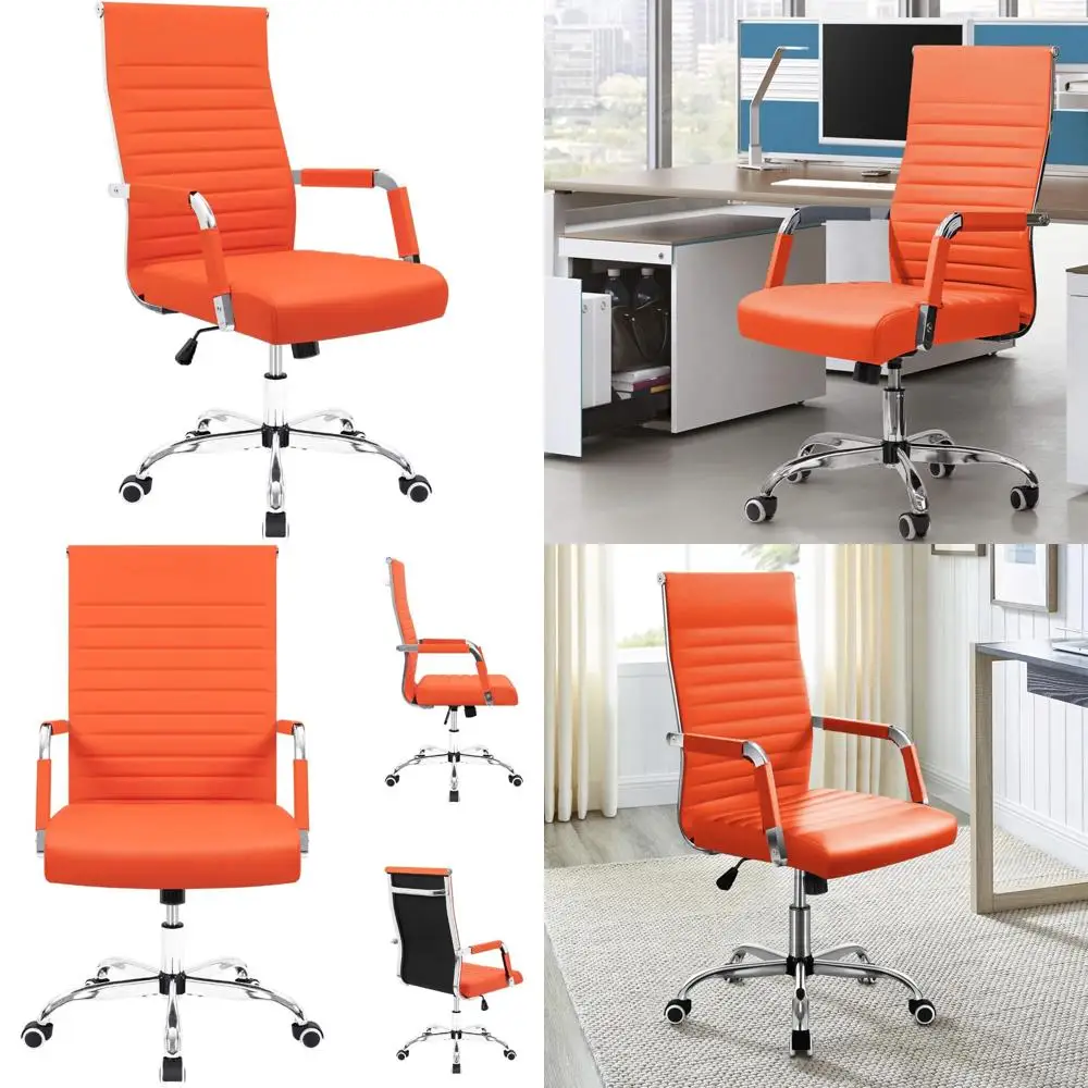 mid-back leather swivel office chair with adjustable arms - orange executive task chair
mid-back leather swivel office chair with adjustable arms - orange executive task chair
