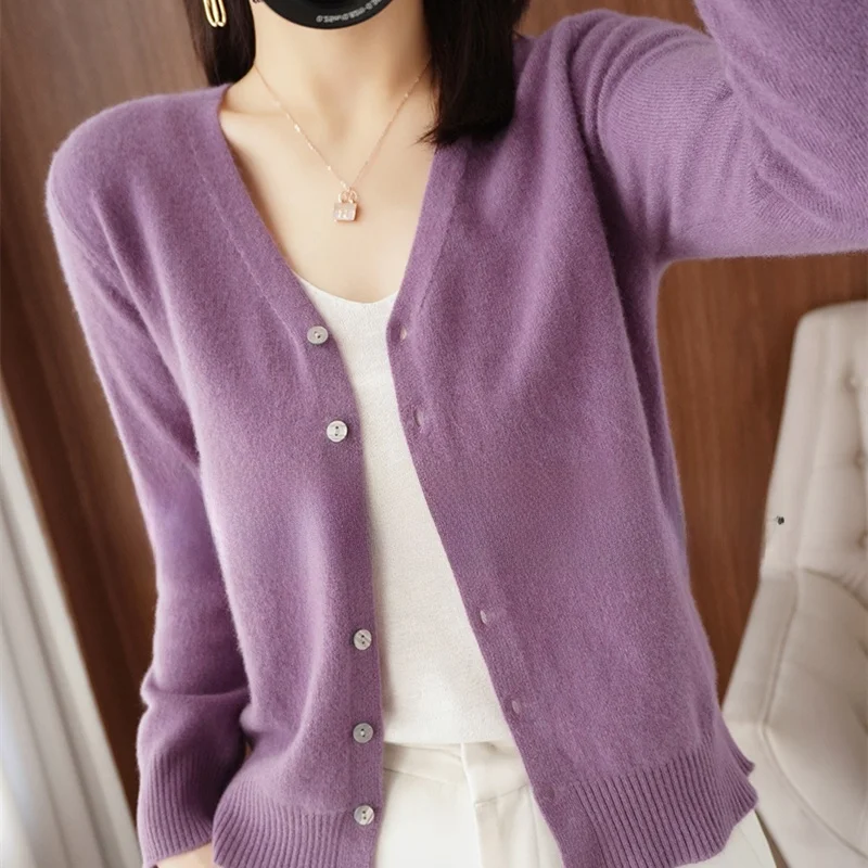 Spring Summer New V-Neck Cashmere Open Cardigan Loose Versatile Color Thin Knitted Air Conditioning Sweater Coat for Women
Spring Summer New V-Neck Cashmere Open Cardigan Loose Versatile Color Thin Knitted Air Conditioning Sweater Coat for Women