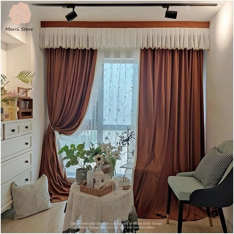 New High Retro French Blackout Caramel Medieval Velvet Curtain for Bedroom with Decorative Head Window Drapes Chenille
New High Retro French Blackout Caramel Medieval Velvet Curtain for Bedroom with Decorative Head Window Drapes Chenille