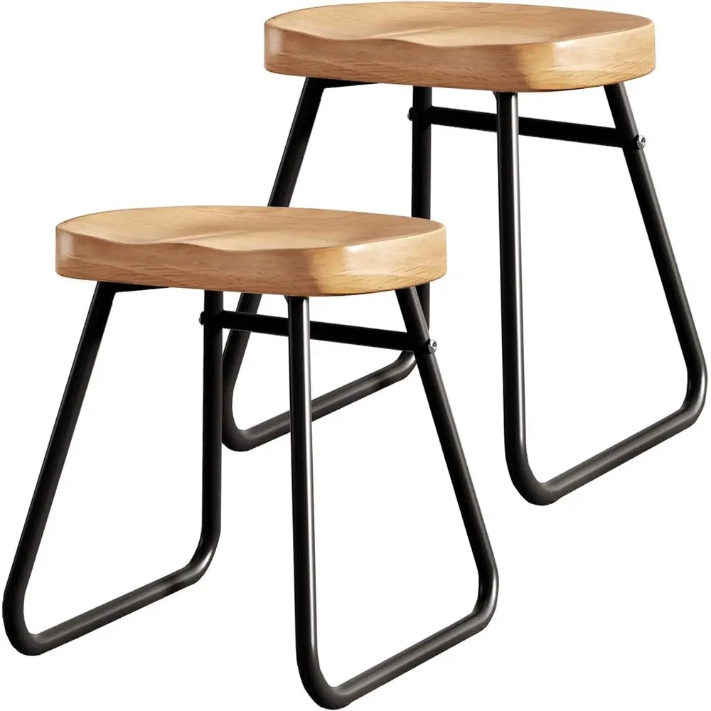 Pair of 18 Rustic Counter Height Bar Stools with Solid Wood Seats and Metal Legs for Kitchen Island or Home Bar
Pair of 18 Rustic Counter Height Bar Stools with Solid Wood Seats and Metal Legs for Kitchen Island or Home Bar