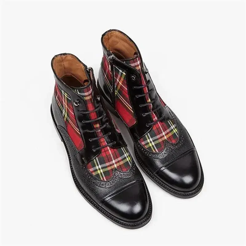 Men British Ankle Boots Black PU Stitching Plaid Canvas Round Toe Brogue Carving Lace Up Fashion Casual Party Daily Dress Shoes
Men British Ankle Boots Black PU Stitching Plaid Canvas Round Toe Brogue Carving Lace Up Fashion Casual Party Daily Dress Shoes