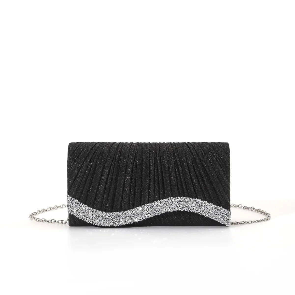 Ladies' Pleated Flip Cover Clutch Bag Temperament Chain Crossbody Shoulder Bags Wavy Diamond Bright Shining Evening Banquet Bag
Ladies' Pleated Flip Cover Clutch Bag Temperament Chain Crossbody Shoulder Bags Wavy Diamond Bright Shining Evening Banquet Bag