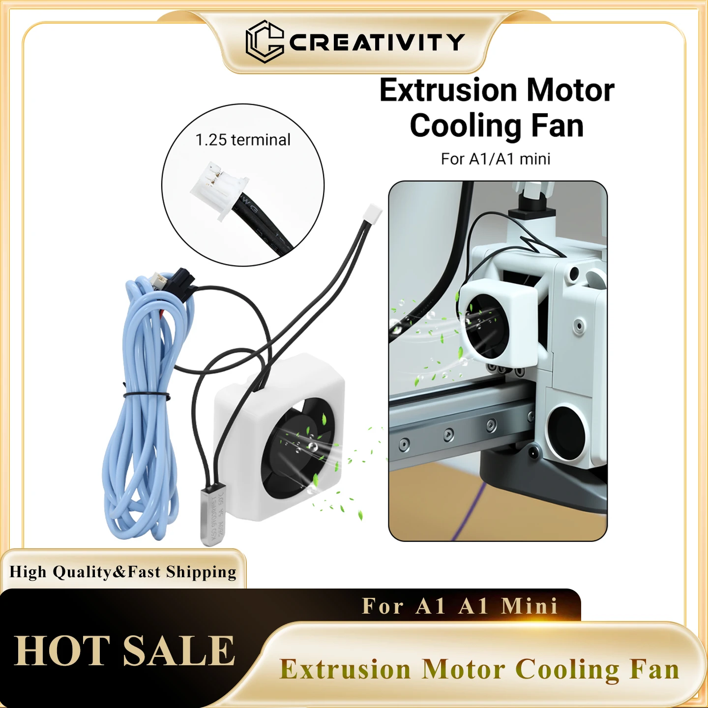 A1 Motor Cooling Fan Low Noise Automatic Start-Stop Temperature Control Fan For Lab A1 A1 Mini Extruder 3D Printer Accessories