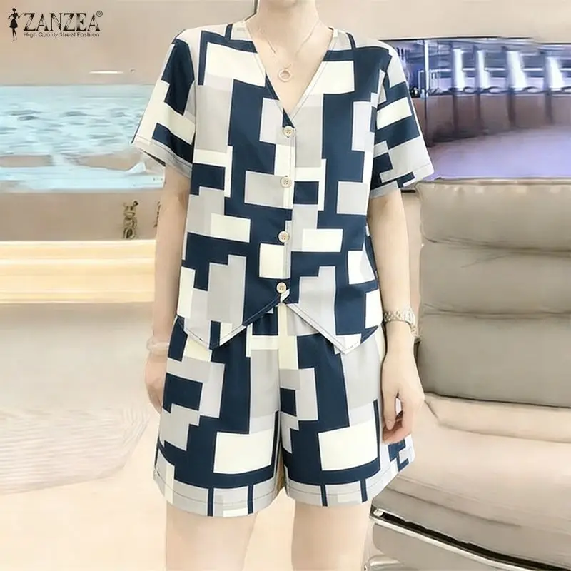 2026 Summer Printed Tracksuit ZANZEA Fashion Women 2 Pieces Sets V Neck Short Sleeve Blouse Short Sets Casual Holiday Outfits
2026 Summer Printed Tracksuit ZANZEA Fashion Women 2 Pieces Sets V Neck Short Sleeve Blouse Short Sets Casual Holiday Outfits