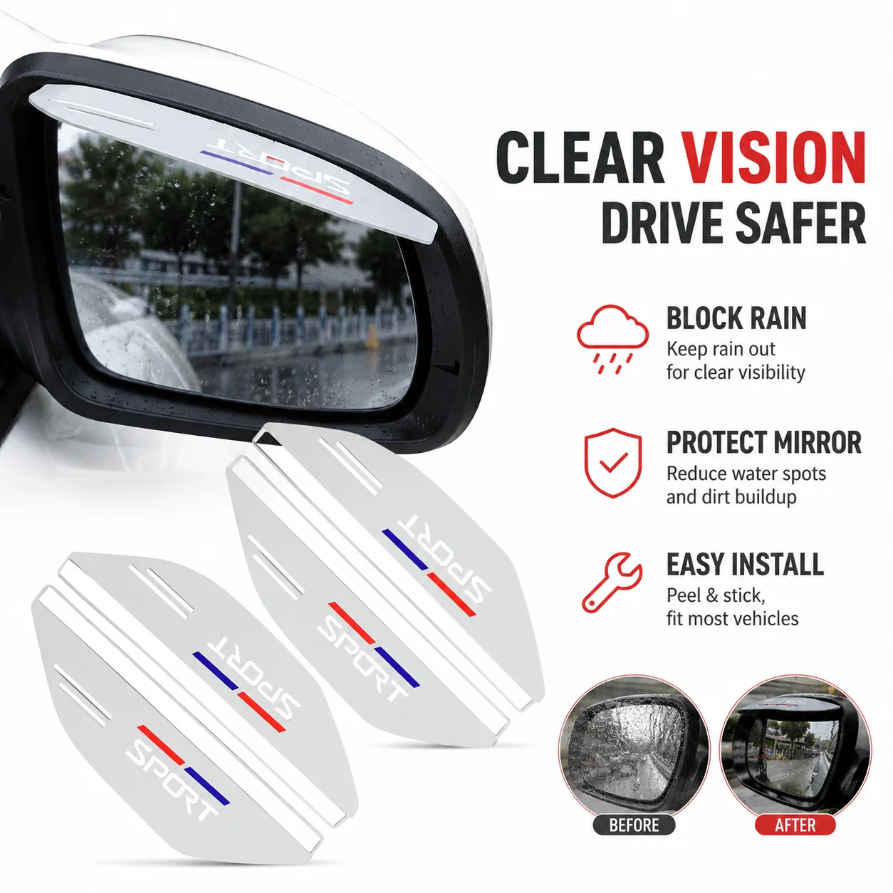 2Pcs Sport Style Car Rearview Mirror Rain Eyebrow Visor, Waterproof Sun Shade Guard, Auto Exterior Accessories
2Pcs Sport Style Car Rearview Mirror Rain Eyebrow Visor, Waterproof Sun Shade Guard, Auto Exterior Accessories
