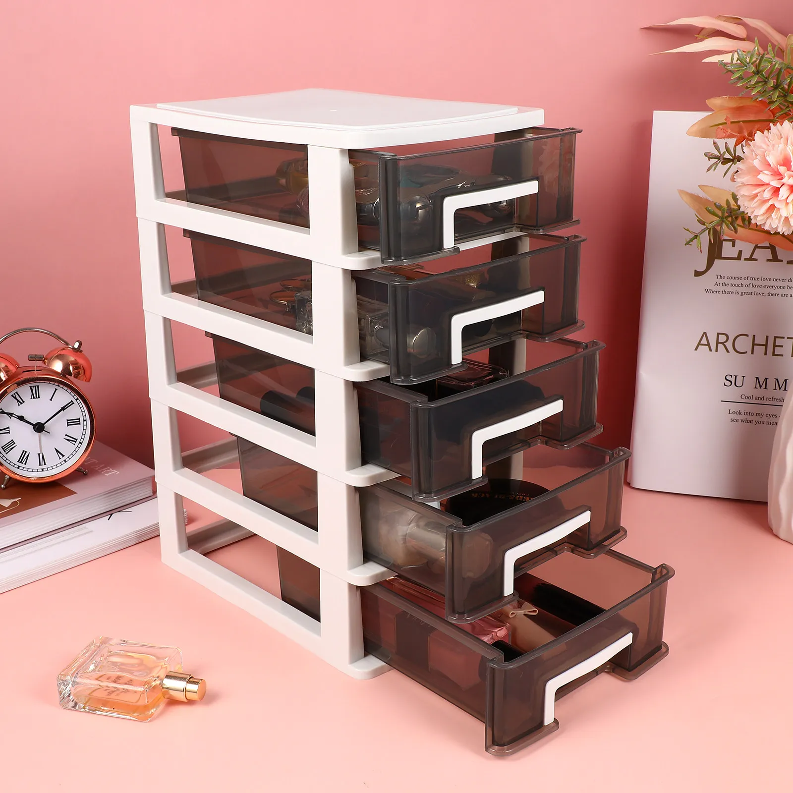 Desktop Drawer Organizer Storage Box Drawer Type Design for Cosmetics Stationery Pens Remote Controls Clear Plastic Compact
Desktop Drawer Organizer Storage Box Drawer Type Design for Cosmetics Stationery Pens Remote Controls Clear Plastic Compact