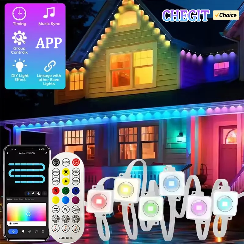 Max 45M Permanent Outdoor 90 Lights APP Bluetooth RGB Light Strip Waterproof Full House Eaves Lights String Christmas Lighting
Max 45M Permanent Outdoor 90 Lights APP Bluetooth RGB Light Strip Waterproof Full House Eaves Lights String Christmas Lighting