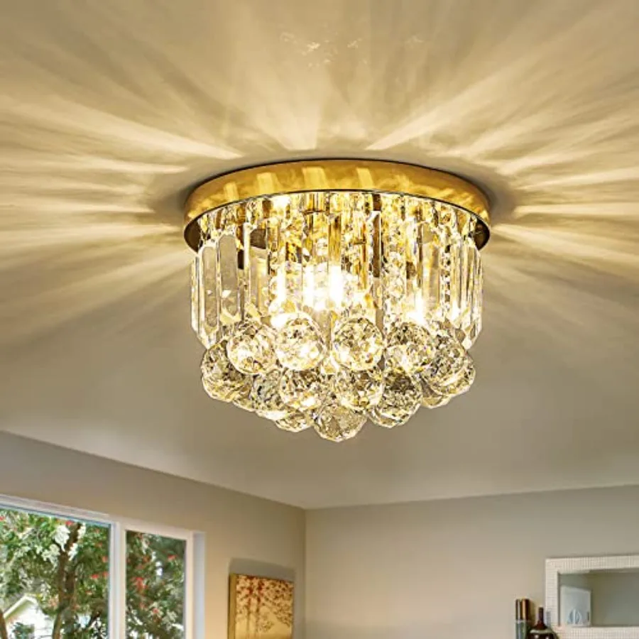 Round Crystal Lamp Chandelier, Modern Gold G9 Ceiling Mount Fixture Dia.9.85" x H8.25 for Living Room Dining Room Hallway 3 Lig
Round Crystal Lamp Chandelier, Modern Gold G9 Ceiling Mount Fixture Dia.9.85" x H8.25 for Living Room Dining Room Hallway 3 Lig