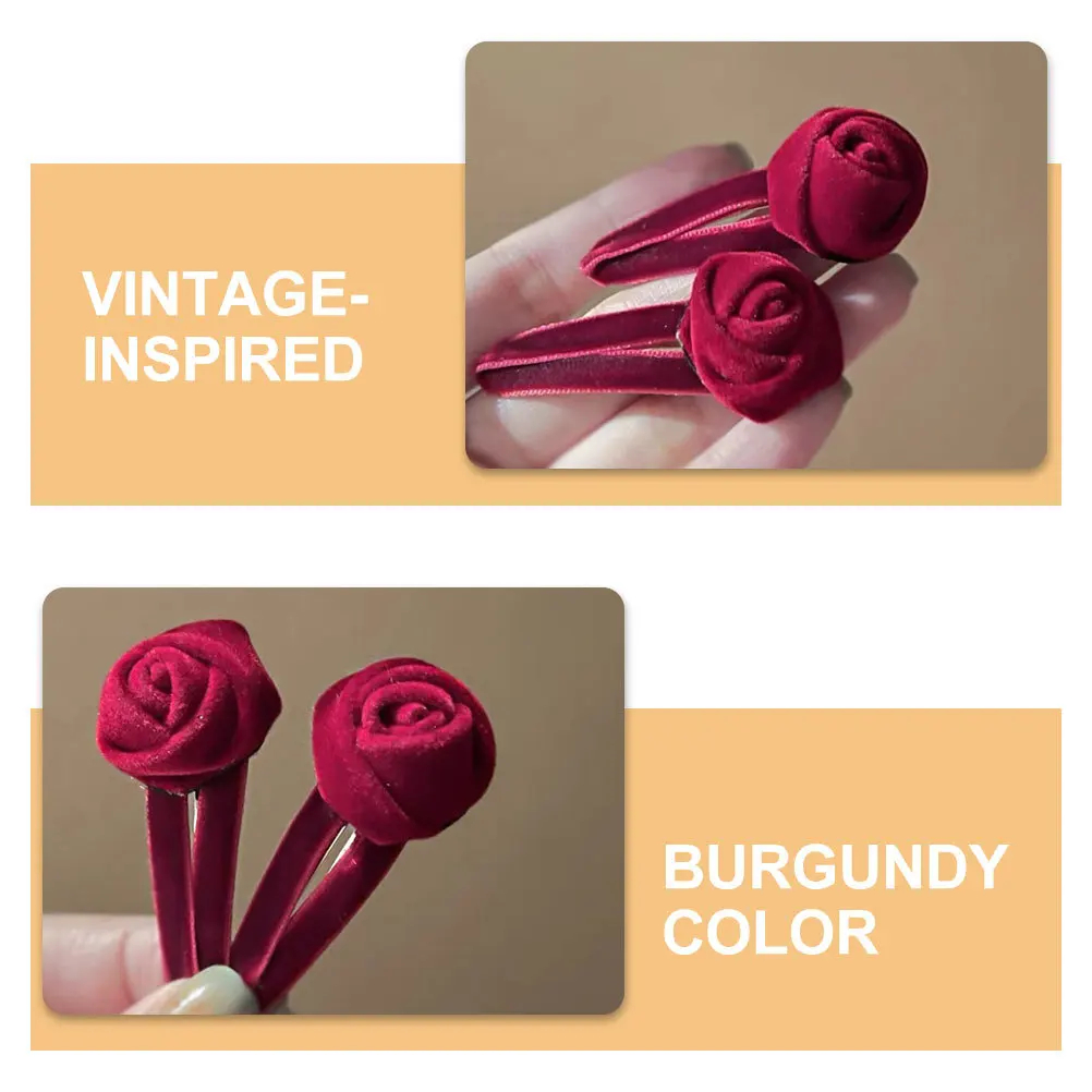 1Pair Vintage Flower Barrette Burgundy Side Hair Clip Classic Elegant Hair Accessories for Women Wedding Party Hairpin
1Pair Vintage Flower Barrette Burgundy Side Hair Clip Classic Elegant Hair Accessories for Women Wedding Party Hairpin