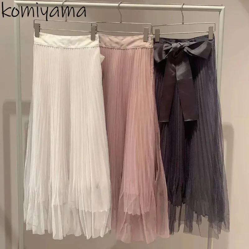 High Waist Pleated Skirts Mesh Bow Bandage 2025 Skirt Summer New Faldas Japanese Elegant Ropa Mujer Sweet Woman Clothing
High Waist Pleated Skirts Mesh Bow Bandage 2025 Skirt Summer New Faldas Japanese Elegant Ropa Mujer Sweet Woman Clothing