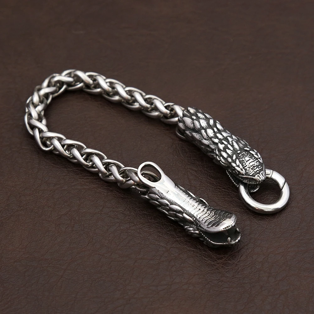 Gothic Men's Snake-Shaped Stainless Steel Bracelets Punk Vintage Fashion Animal Chain Bangles Charm Trendy Jewelry Wholesale
Gothic Men's Snake-Shaped Stainless Steel Bracelets Punk Vintage Fashion Animal Chain Bangles Charm Trendy Jewelry Wholesale