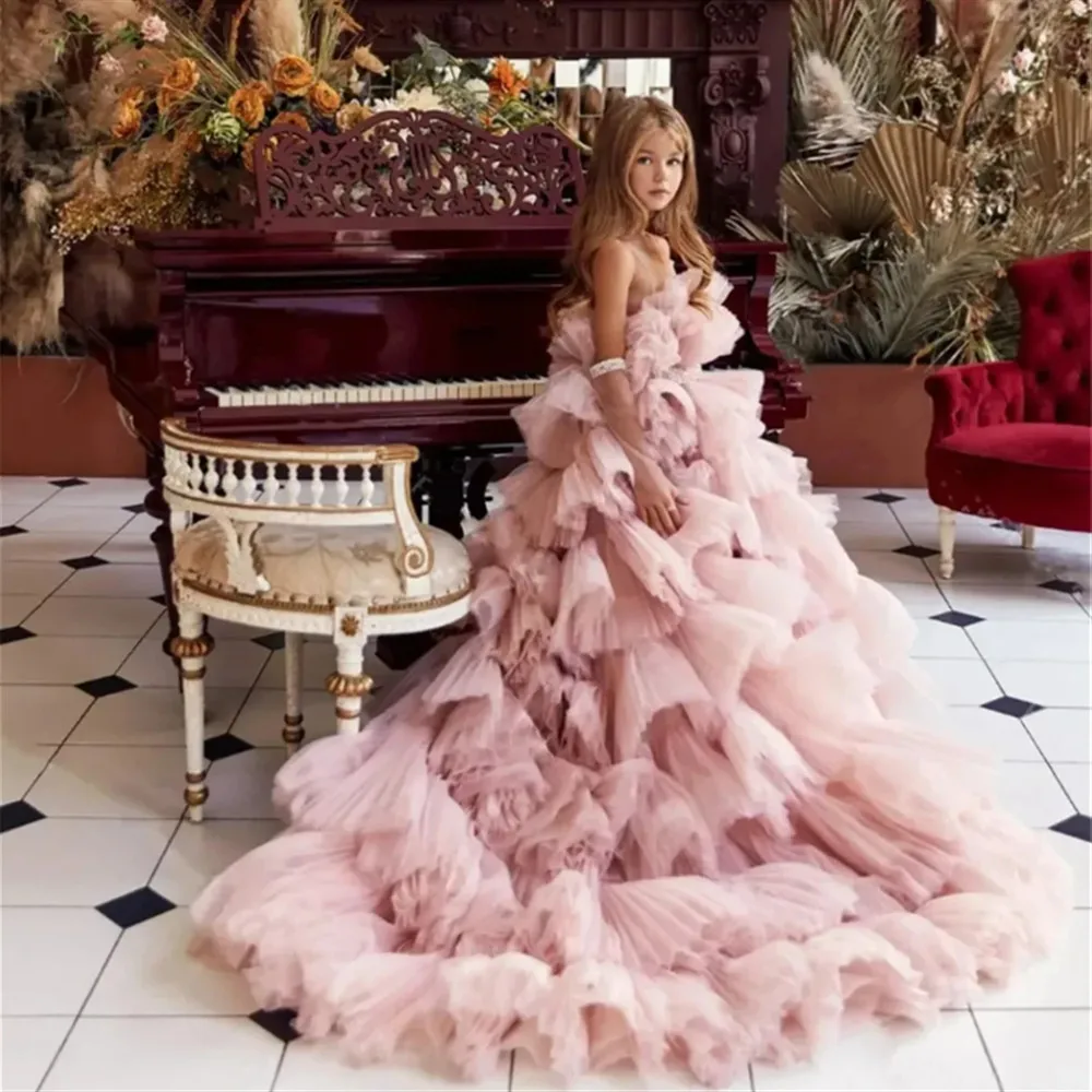 Elegant Flower Girl Wedding Dress Beaded Tiered Sleeveless Long Train Dress Princess Birthday Party Dress First Communion Gown
Elegant Flower Girl Wedding Dress Beaded Tiered Sleeveless Long Train Dress Princess Birthday Party Dress First Communion Gown