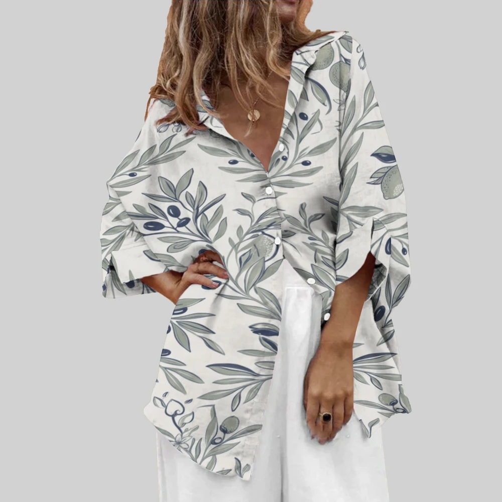 Onecozyday Women's Minimalist Olive Leaf Print Button Down Shirt Casual Loose Half Sleeve Elegant Blouse For Daily Streetwear
Onecozyday Women's Minimalist Olive Leaf Print Button Down Shirt Casual Loose Half Sleeve Elegant Blouse For Daily Streetwear