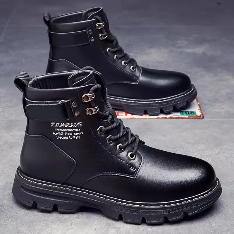 Winter Men's High Top Boots Trendy Casual Motorcycle Boots Outdoor Warm Platform Boots Men Lace-up Leather Shoes Bota Masculina
Winter Men's High Top Boots Trendy Casual Motorcycle Boots Outdoor Warm Platform Boots Men Lace-up Leather Shoes Bota Masculina