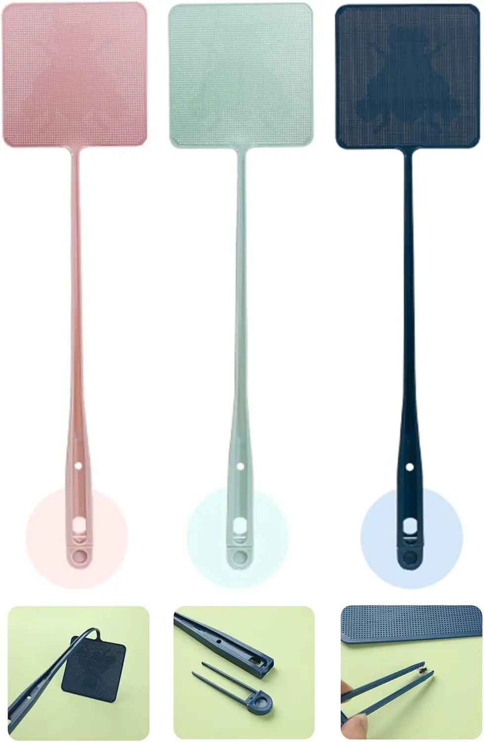 3-Pack Heavy Duty Fly Swatter with Long Handle and Tweezers, Durable Plastic Insect Killer for Easy Pest Control
3-Pack Heavy Duty Fly Swatter with Long Handle and Tweezers, Durable Plastic Insect Killer for Easy Pest Control