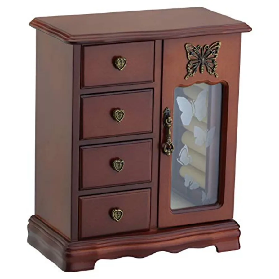 Solid Wooden Jewelry Box Makeup and Organizer Women Ring Storage with 4-Drawers Built-in Necklace Carousel and Mirror
Solid Wooden Jewelry Box Makeup and Organizer Women Ring Storage with 4-Drawers Built-in Necklace Carousel and Mirror