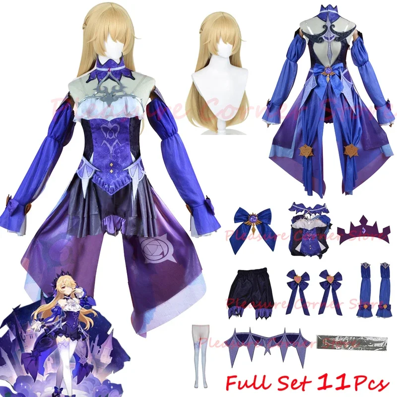 Genshin Impact Full Set 11 Pcs Fischl Cosplay Costume New Version A Always Night's Dream Costume with PreStyled Fischl Wig
Genshin Impact Full Set 11 Pcs Fischl Cosplay Costume New Version A Always Night's Dream Costume with PreStyled Fischl Wig