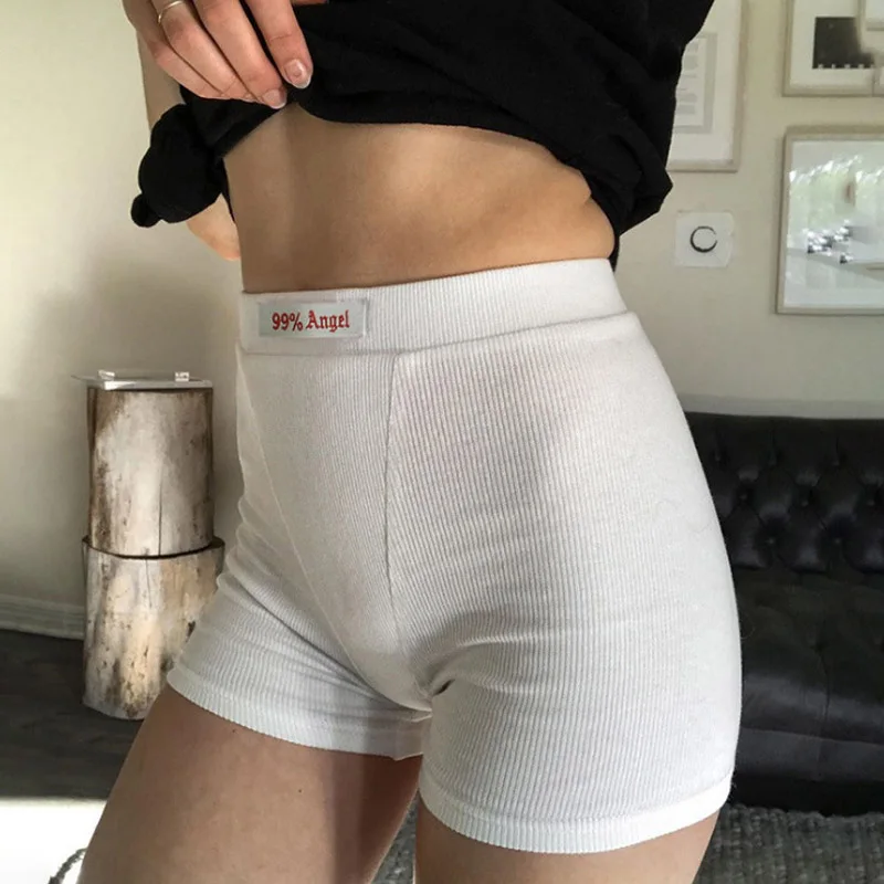 Summer women's letter patch design high waisted cycling shorts ribbed knit black high waisted casual street shorts
Summer women's letter patch design high waisted cycling shorts ribbed knit black high waisted casual street shorts