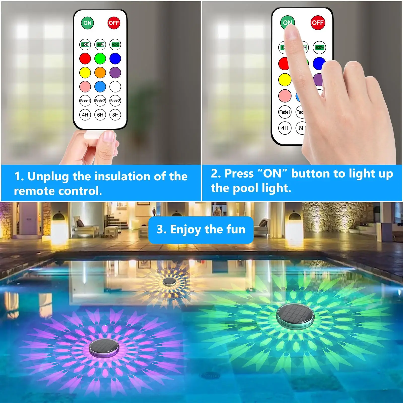 D5 Solar Rechargeable Floating Pool Light with Remote Control 9 Lightings Timing Mode Pool Light for Party Bathroom Bathtub Lamp
D5 Solar Rechargeable Floating Pool Light with Remote Control 9 Lightings Timing Mode Pool Light for Party Bathroom Bathtub Lamp