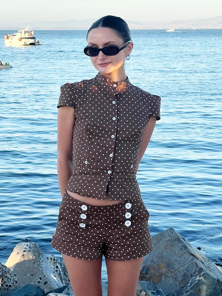 Polka Dot Suit Summer Female Chic Tank Top & Women's Shorts Suit Women's Two Pieces Set New In Matching Sets Elegant Women's Set
Polka Dot Suit Summer Female Chic Tank Top & Women's Shorts Suit Women's Two Pieces Set New In Matching Sets Elegant Women's Set