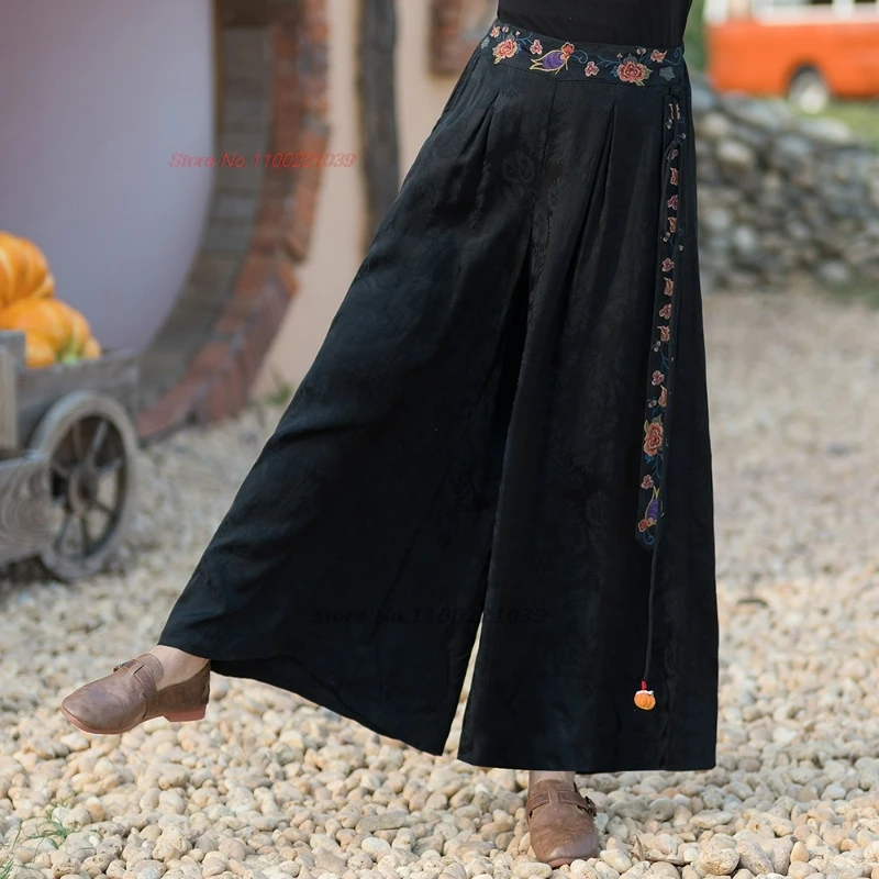 2026 national flower embroidered traditional wide leg trousers chinese vintage pants retro satin jacquard elastic waist pants
2026 national flower embroidered traditional wide leg trousers chinese vintage pants retro satin jacquard elastic waist pants
