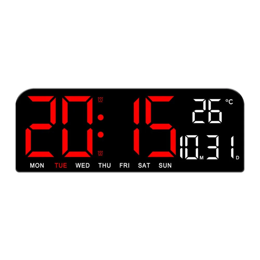 Brightness Adjustment LED Digital Wall Clock Date Week 12/24H Format Alarm Clock Temperature Display Auto-Dimmer Dual Alarms
Brightness Adjustment LED Digital Wall Clock Date Week 12/24H Format Alarm Clock Temperature Display Auto-Dimmer Dual Alarms
