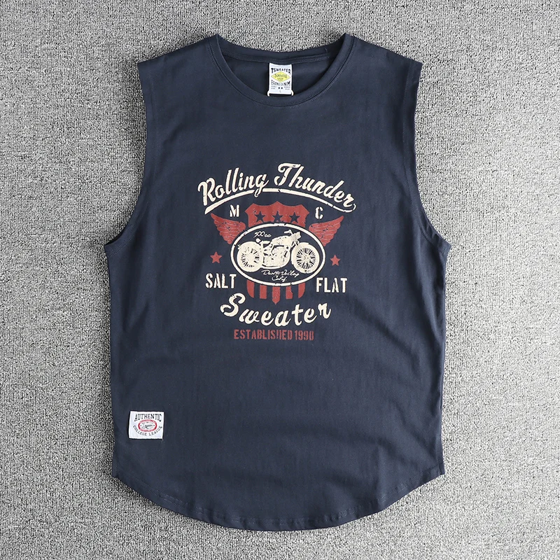 Retro American Khaki Waed Combed Cotton Svel Vest for Men Printed Fitn Spor ex Summer Breathable round Ne
Retro American Khaki Waed Combed Cotton Svel Vest for Men Printed Fitn Spor ex Summer Breathable round Ne