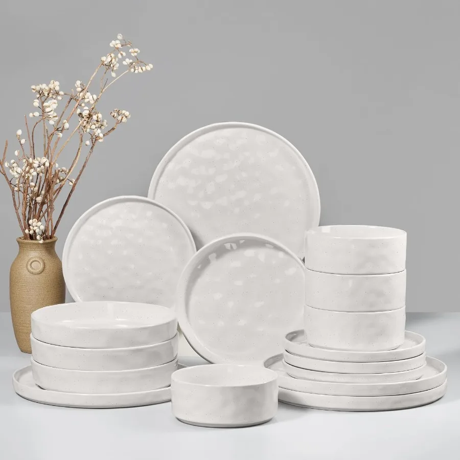 16Piece Stoneware Dinnerware Set for 4 People with Plates and Bowls Speckled White Ceramic Dishware Ideal for Pasta and Cereal
16Piece Stoneware Dinnerware Set for 4 People with Plates and Bowls Speckled White Ceramic Dishware Ideal for Pasta and Cereal