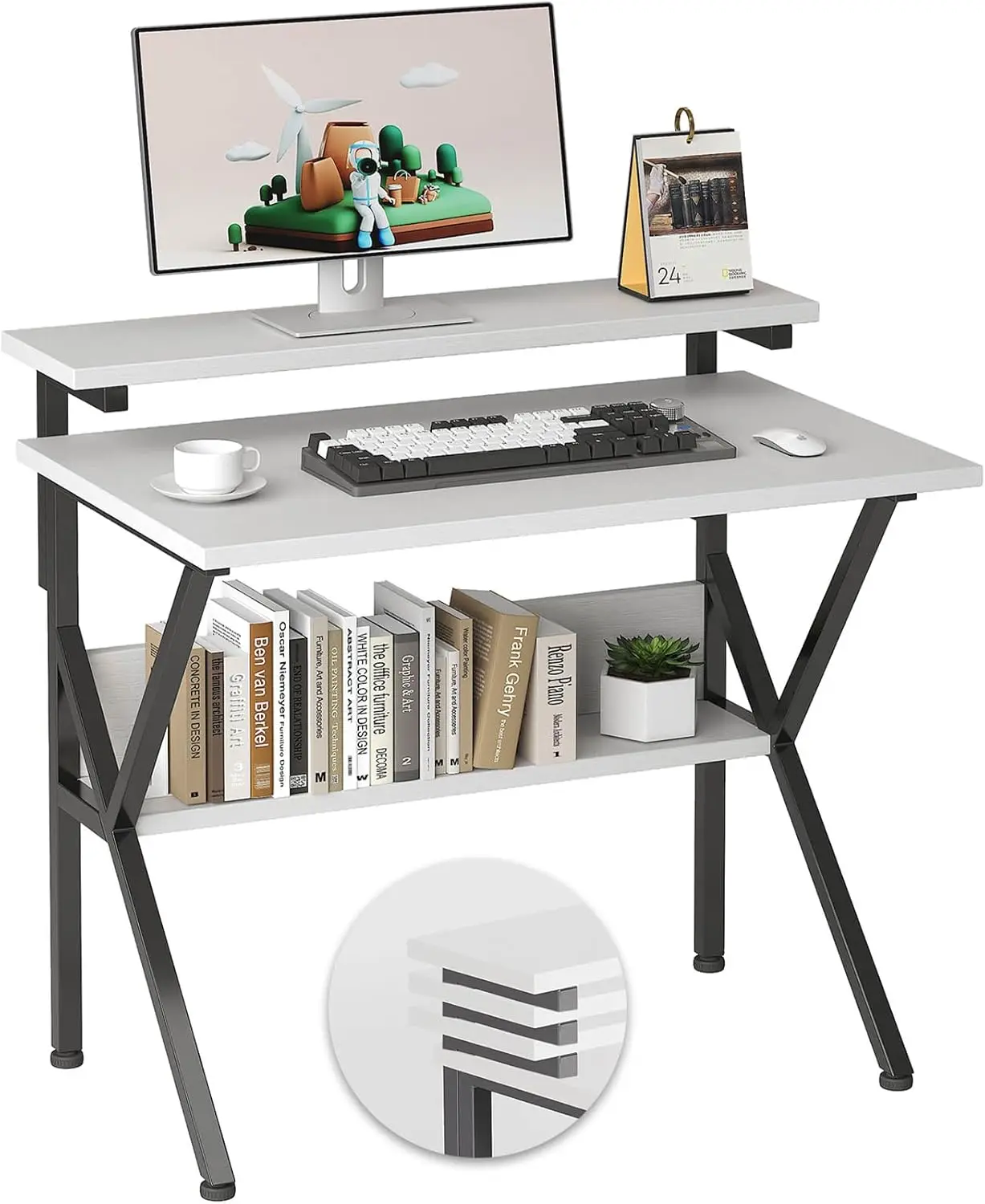 Desk For Small Spaces, 27.5 H Computer Desk With Adjustable Monitor Stand, Compact Storage For Bedroom Home Office, White
Desk For Small Spaces, 27.5 H Computer Desk With Adjustable Monitor Stand, Compact Storage For Bedroom Home Office, White