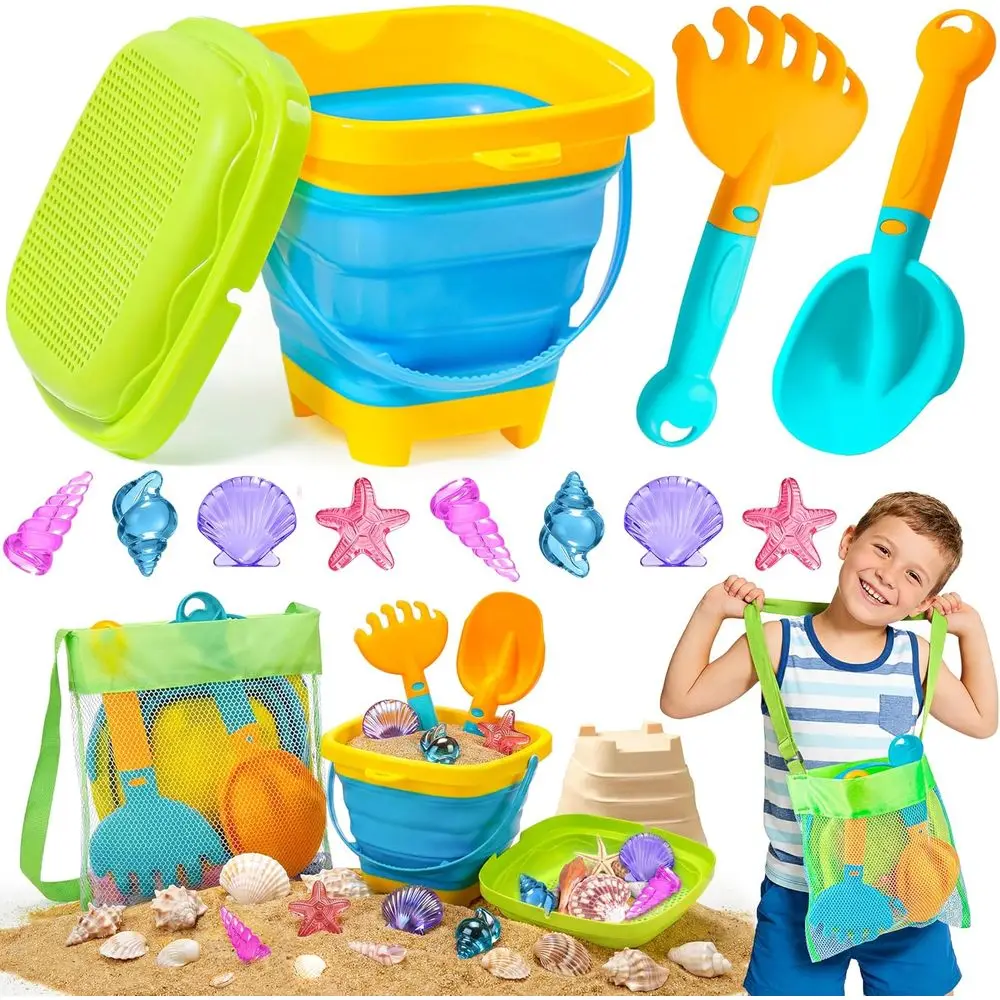 Collapsible Sand Toys Set for Kids: Beach Bucket, Sieve, Shovel, and Rake - Ideal for Travel and Beach Play
Collapsible Sand Toys Set for Kids: Beach Bucket, Sieve, Shovel, and Rake - Ideal for Travel and Beach Play