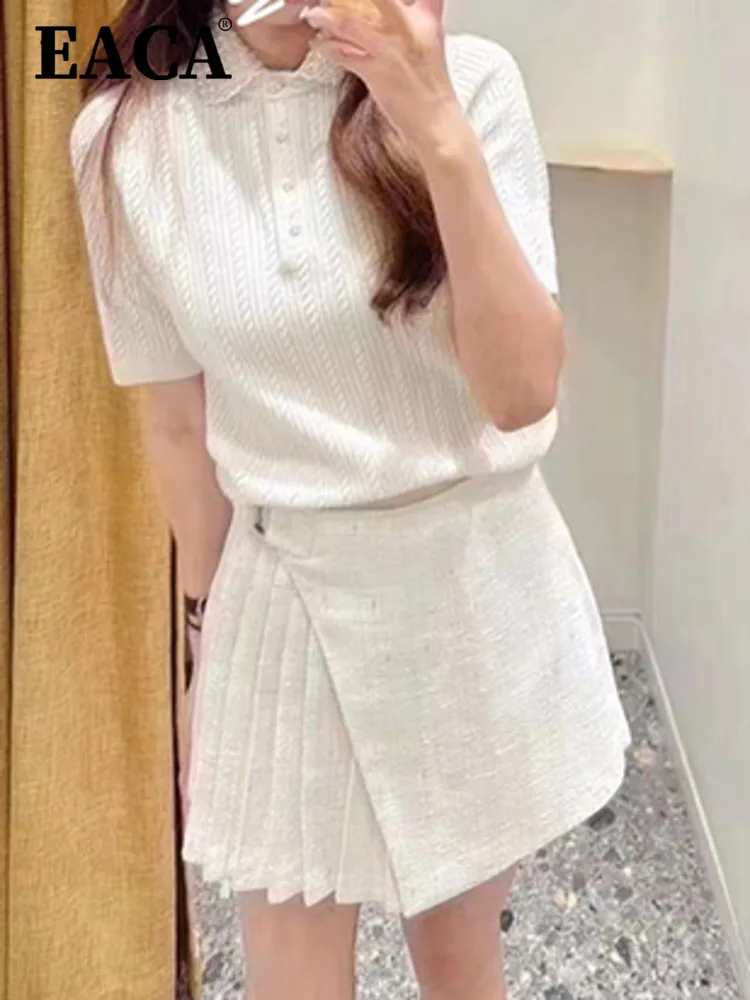 EACA Versatile Temperament 2024 Early Spring New Item Gentle, Sweet And Cute Thread Polo Pearl Collar Knitted Short Sleeved Top
EACA Versatile Temperament 2024 Early Spring New Item Gentle, Sweet And Cute Thread Polo Pearl Collar Knitted Short Sleeved Top
