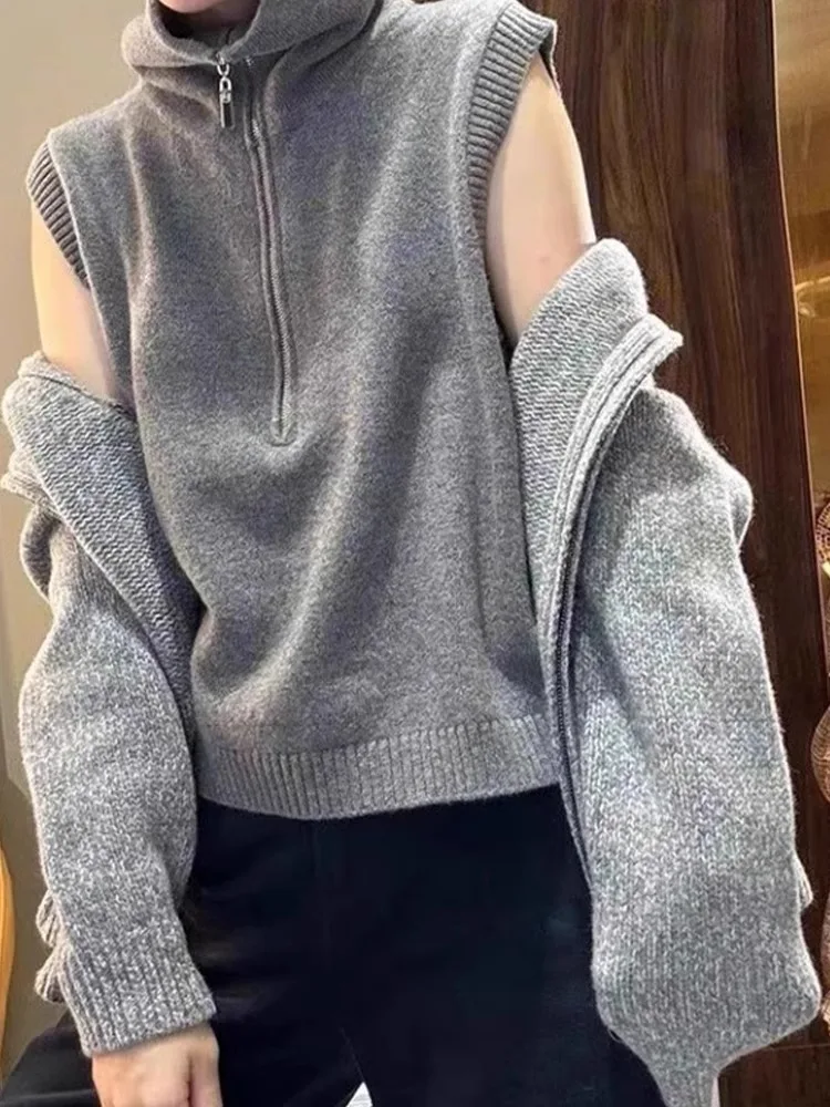 Модный вязаный жилет на молнии, удобная шерстяная верхняя одежда, осень-зима, новый повседневный трикотажный топ для женщин
Модный вязаный жилет на молнии, удобная шерстяная верхняя одежда, осень-зима, новый повседневный трикотажный топ для женщин