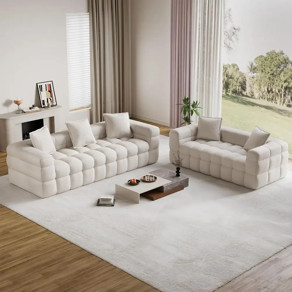Cloud Sherpa Couch Set with 5 Pillows, Oversized Love Seat Sofa, Deep Seat Comfort, Beige White
Cloud Sherpa Couch Set with 5 Pillows, Oversized Love Seat Sofa, Deep Seat Comfort, Beige White