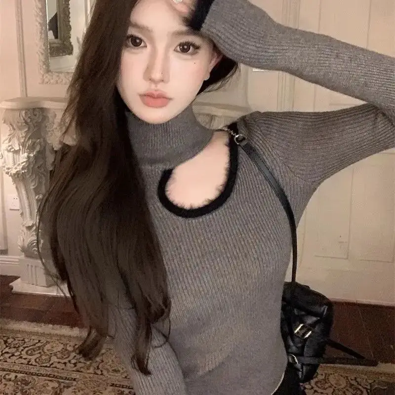 Furry Hollow Hot Girl Design Autumn Winter Turtleneck Slim Sweater Short Long-Sleeved Bottoming Sweater Top
Furry Hollow Hot Girl Design Autumn Winter Turtleneck Slim Sweater Short Long-Sleeved Bottoming Sweater Top