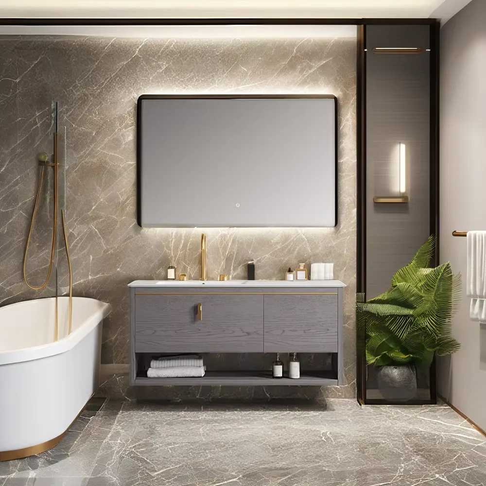 Modern Luxury Rectangle Bathroom Cabinet Waterproof LED Smart Mirror Solid Wood Lacquered Carcase For Home & Hotel Use
Modern Luxury Rectangle Bathroom Cabinet Waterproof LED Smart Mirror Solid Wood Lacquered Carcase For Home & Hotel Use