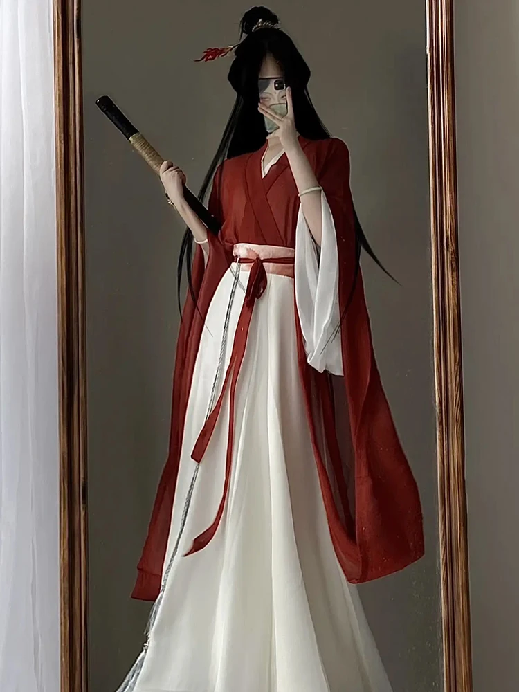 Красный женский костюм Ханьфу для взрослых, в стиле династий Вэй и Цзинь, с красивым перекрестным воротником и юбкой с восемью разрезами, в старинном стиле.
Красный женский костюм Ханьфу для взрослых, в стиле династий Вэй и Цзинь, с красивым перекрестным воротником и юбкой с восемью разрезами, в старинном стиле.