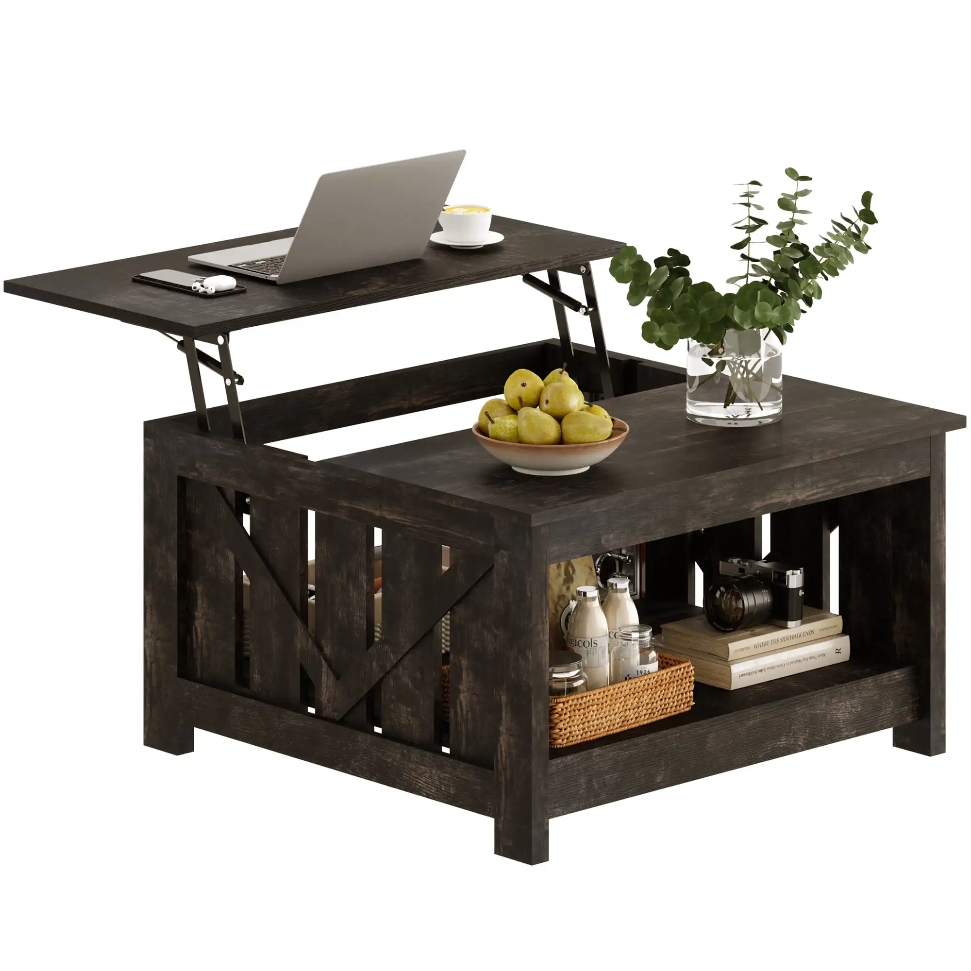 Lift Top Coffee Table with Storage Cabinet and 2 Compartments for Living Room, Black, 31.5''Hx31.5''W in
Lift Top Coffee Table with Storage Cabinet and 2 Compartments for Living Room, Black, 31.5''Hx31.5''W in